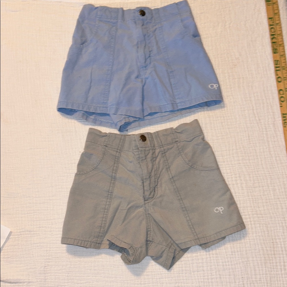 Vintage OP Kids Light Blue & Gray Shorts Pair of 2  Waist 20”